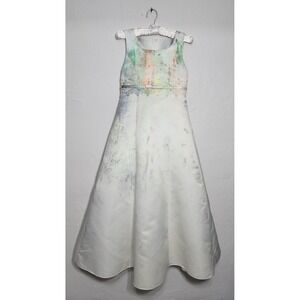 David's Bridal Michelangelo Dress Women 14 Ivory Multi Abstract Paint Gown 7635